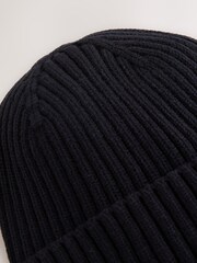 Black Knitted Beanie Hat (1-16yrs) - Image 3 of 3