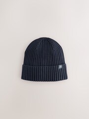 Navy Blue Knitted Beanie Hat (1-16yrs) - Image 1 of 3
