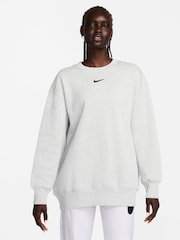 Nike Birch Grey Oversized Phoenix Fleece Crew Neck Sweatshirt - Image 1 of 3