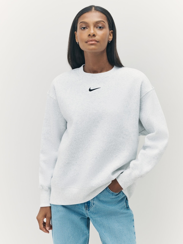 Nike Birch Grey Oversized Phoenix Fleece Crew Neck Sweatshirt - Image 1 of 1 Nike Birch Grey Oversized Phoenix Fleece Crew Neck Sweatshirt - Image 1 of 1