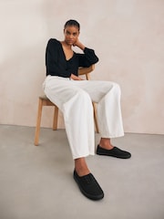 Black Embroidered Forever Comfort® Laceless Canvas Slip-On Trainers - Image 2 of 7
