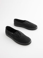Black Embroidered Forever Comfort® Laceless Canvas Slip-On Trainers - Image 3 of 7