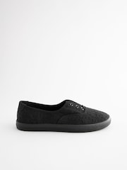 Black Embroidered Forever Comfort® Laceless Canvas Slip-On Trainers - Image 4 of 7