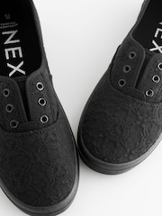 Black Embroidered Forever Comfort® Laceless Canvas Slip-On Trainers - Image 6 of 7
