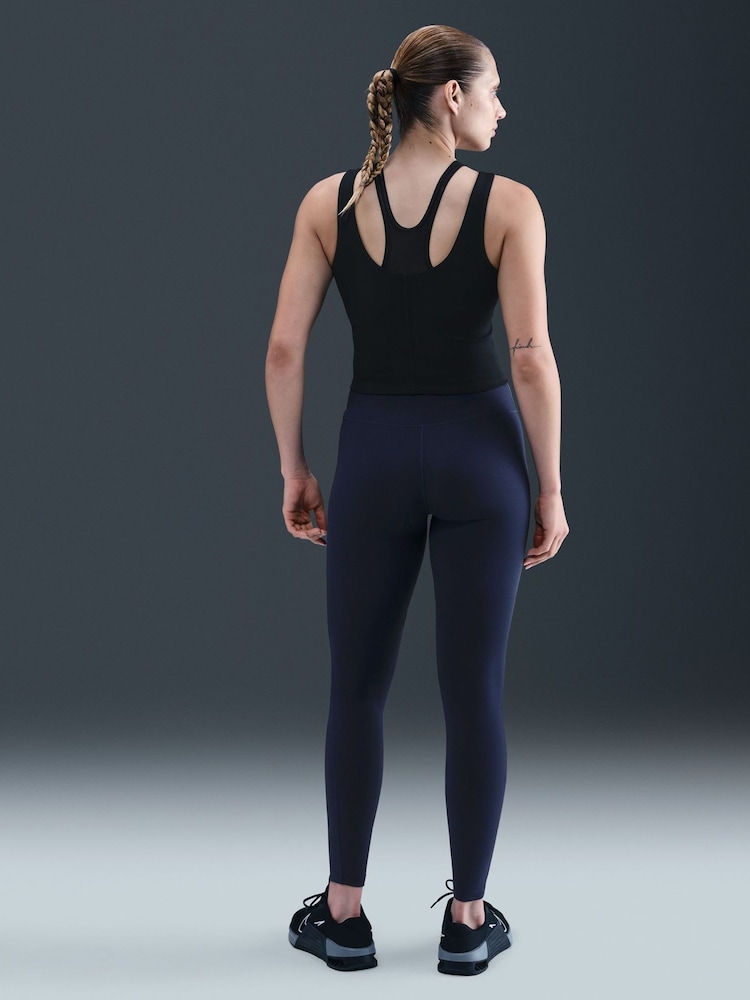 Nike Midnight Navy One Seamless Front High Waisted Full Length Leggings - Image 2 of 6 Nike Midnight Navy One Seamless Front High Waisted Full Length Leggings - Image 2 of 6
