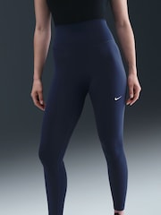 Nike Midnight Navy One Seamless Front High Waisted Full Length Leggings - Image 3 of 6