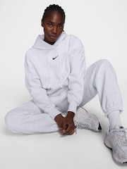 Nike Light Grey Sportswear Phoenix Fleece Womens High Waisted Oversized Joggers - Image 3 of 8