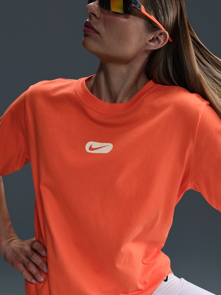 Nike Coral Pink Graphic Print Back Short Sleeve T-Shirt - Image 5 of 5
