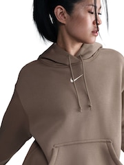 Nike Brown Phoenix Fleece Oversized Hoodie - Image 8 of 10