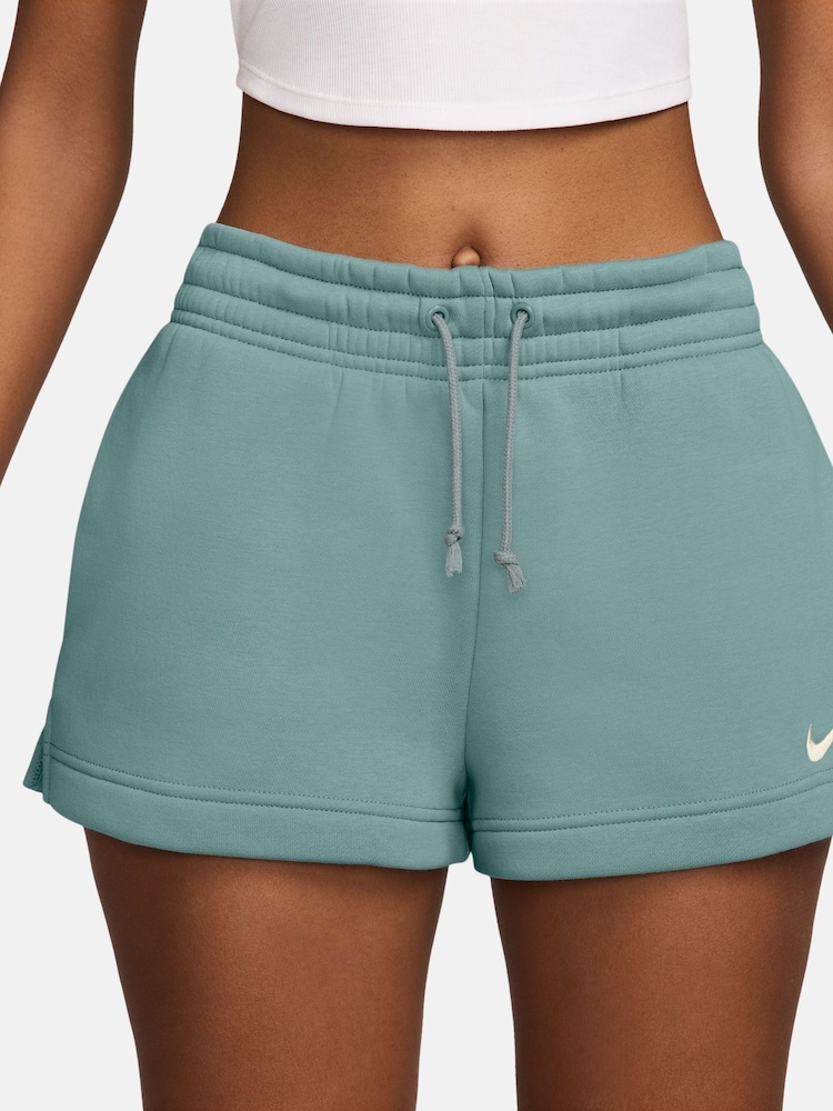 Nike Blue Phoenix Fleece Mid Rise Shorts - Image 1 of 5 Nike Blue Phoenix Fleece Mid Rise Shorts - Image 1 of 5