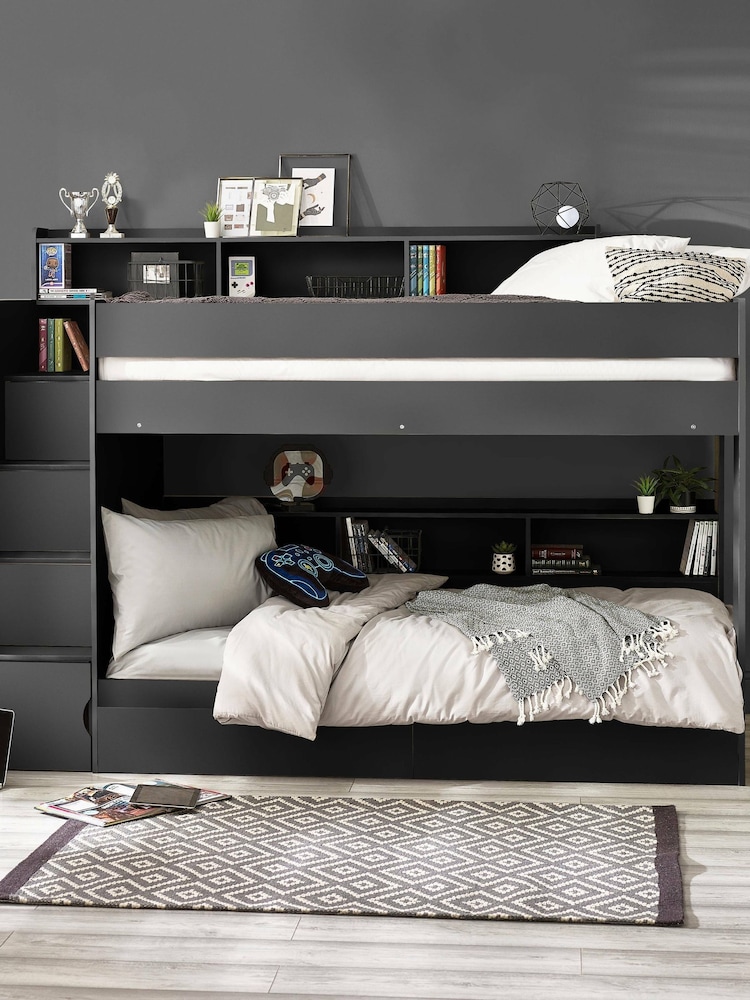 Julian Bowen Anthracite Camelot Kids Staircase Bunk Bed - Image 1 of 6