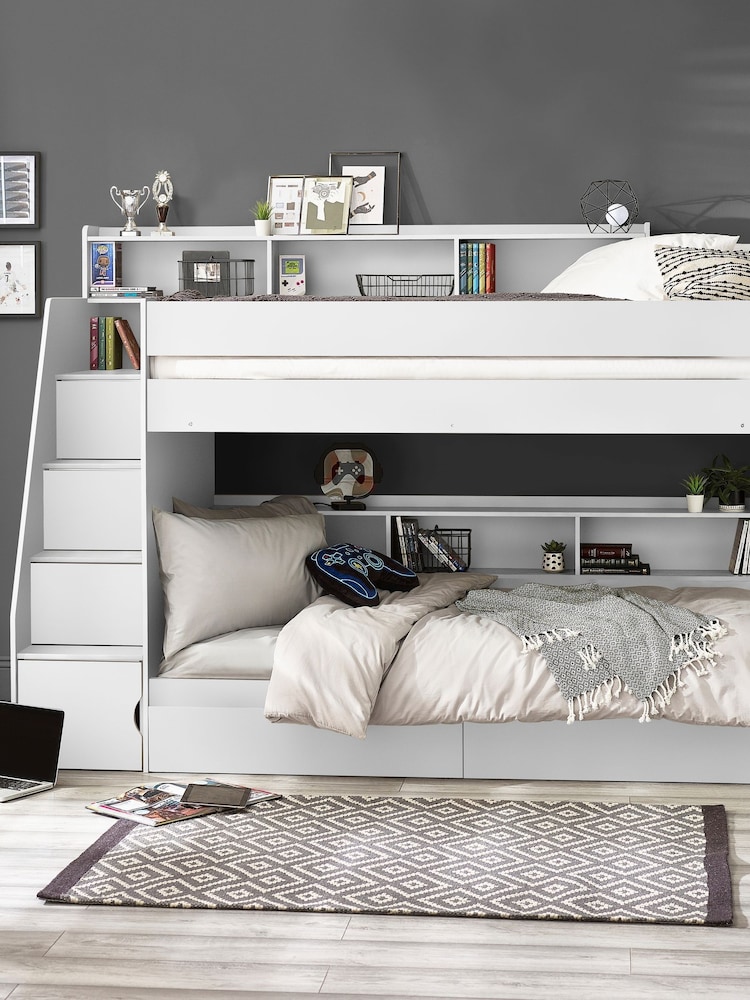 Julian Bowen White Camelot Kids Staircase Bunk Bed - Image 1 of 6