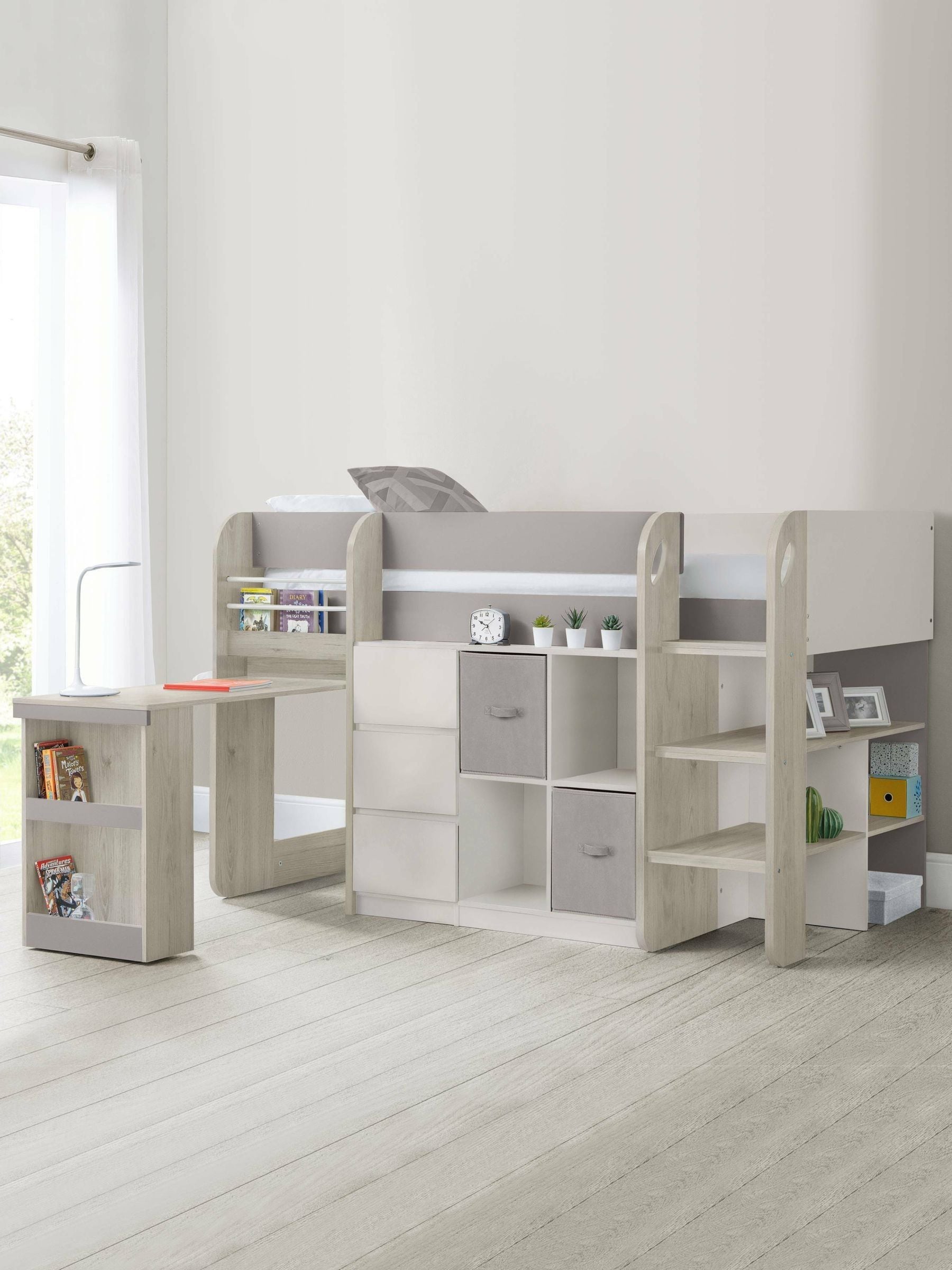 B&Q - Saturn 90Cm Single Taupe Midsleeper Cabin Bed With Desk - Image 4