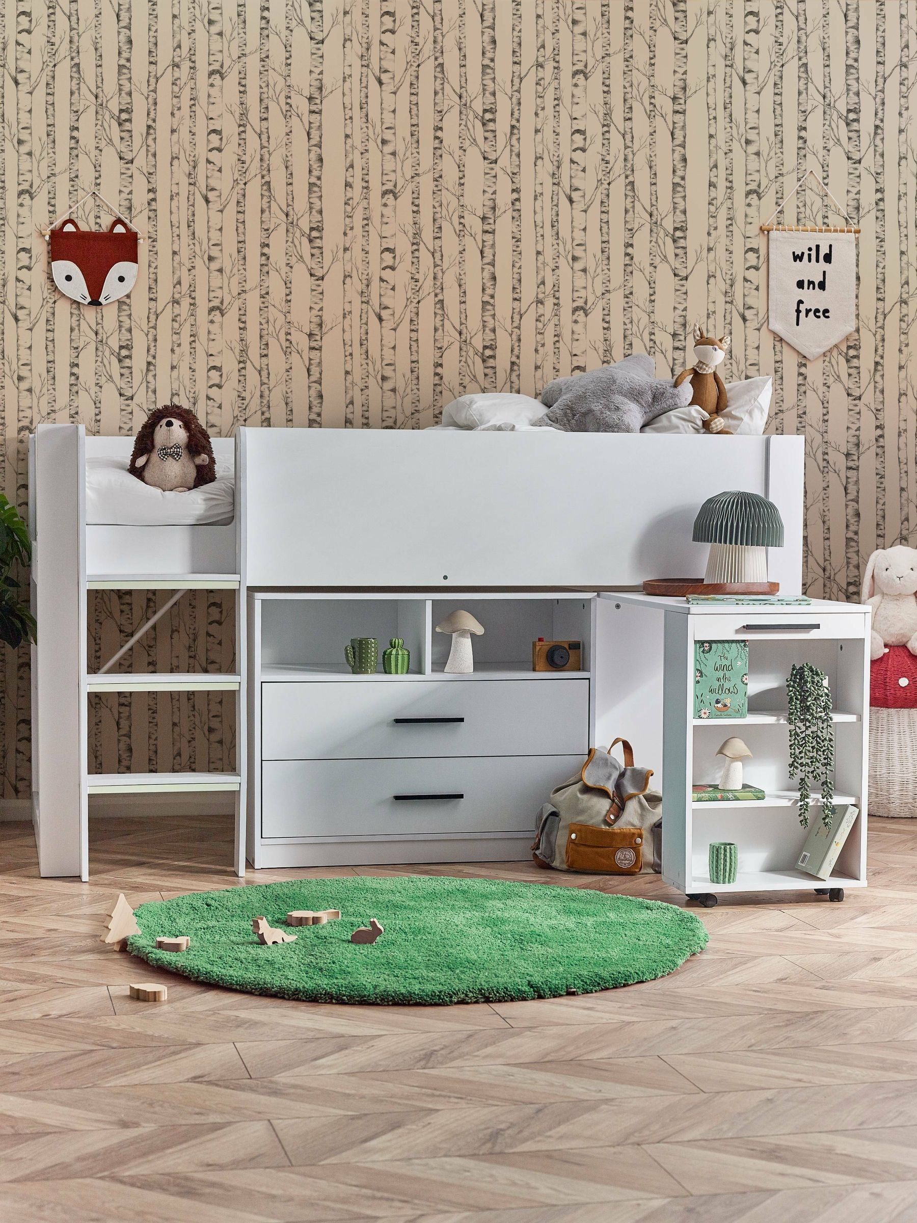 Julian Bowen Unisex White Otis Midsleeper Cabin Bed With Desk Single - Image 6