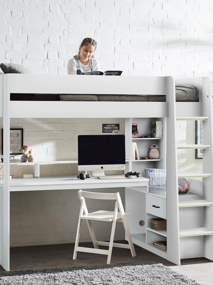 Julian Bowen All White Blaze Kids Gaming Highsleeper Bed - Image 1 of 4