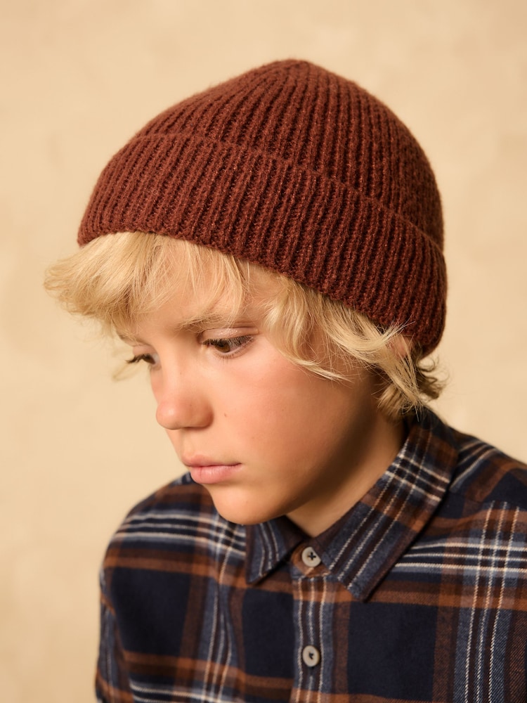 Rust Red Chunky Knit Beanie Hat (1-16yrs) - Image 1 of 4