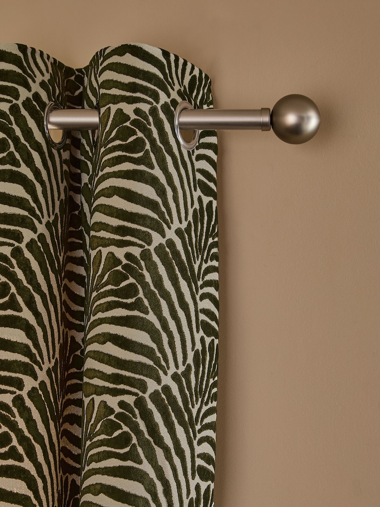 Olive Green/Natural Collection Luxe Heavyweight Velvet Eyelet Lined Curtains - Image 1 of 5