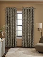Olive Green/Natural Collection Luxe Heavyweight Velvet Eyelet Lined Curtains - Image 2 of 5