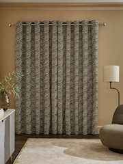 Olive Green/Natural Collection Luxe Heavyweight Velvet Eyelet Lined Curtains - Image 3 of 5