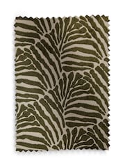Olive Green/Natural Collection Luxe Heavyweight Velvet Eyelet Lined Curtains - Image 5 of 5