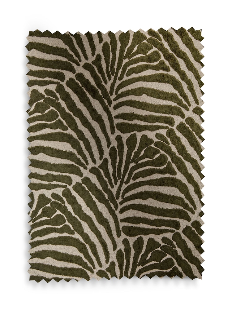 Olive Green/Natural Collection Luxe Heavyweight Velvet Eyelet Lined Curtains - Image 5 of 5