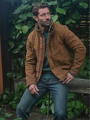 FatFace Wardly Tan Brown Canvas Funnel Neck Jacket - Image 1 of 7