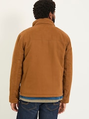 FatFace Wardly Tan Brown Canvas Funnel Neck Jacket - Image 3 of 7