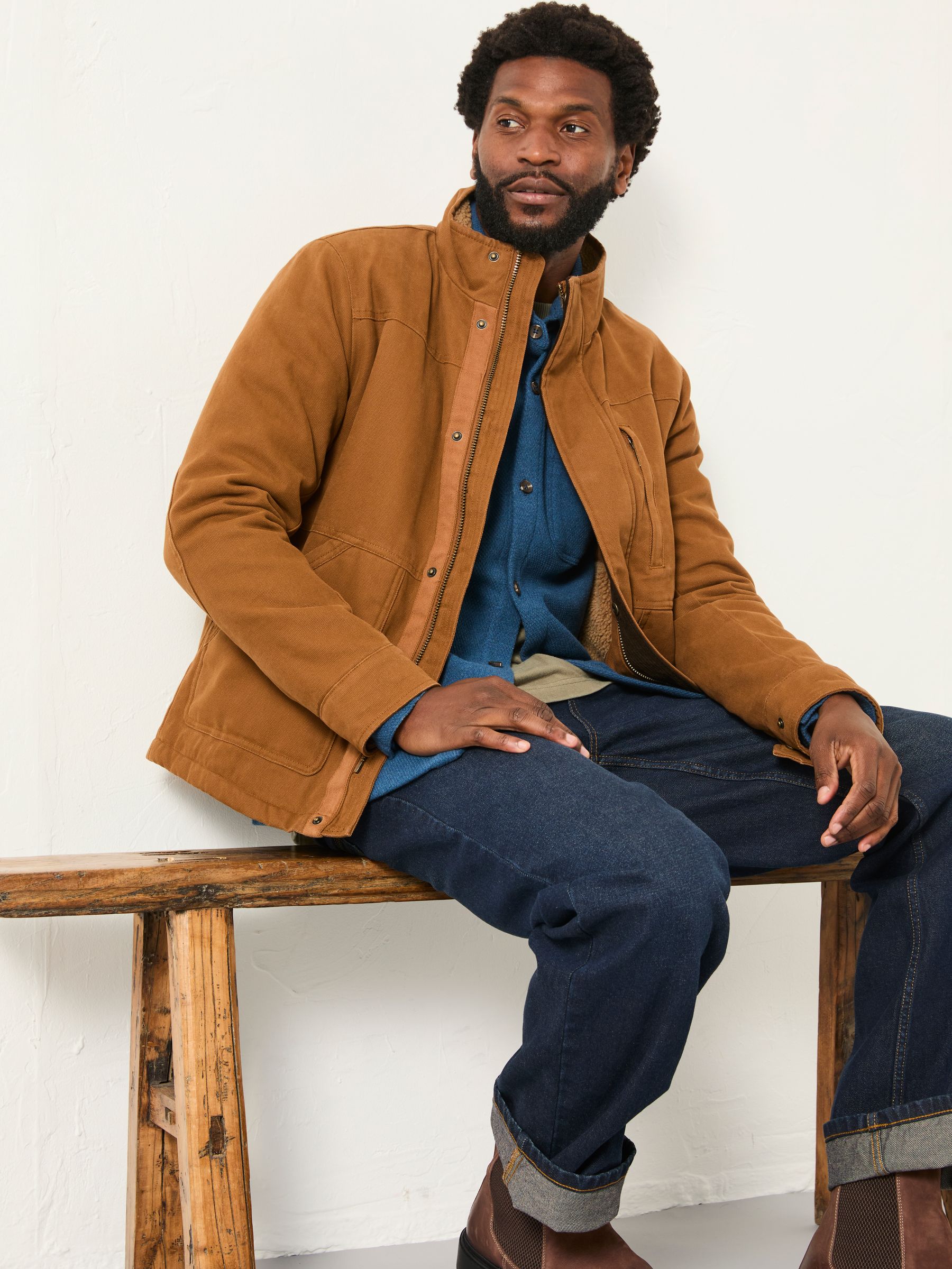 Buy FatFace Wardly Tan Brown Canvas Funnel Neck Jacket from Next USA