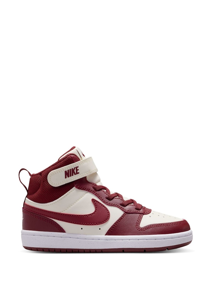 Nike Dark Team Red/White Junior Court Borough Mid Trainers - Image 1 of 10