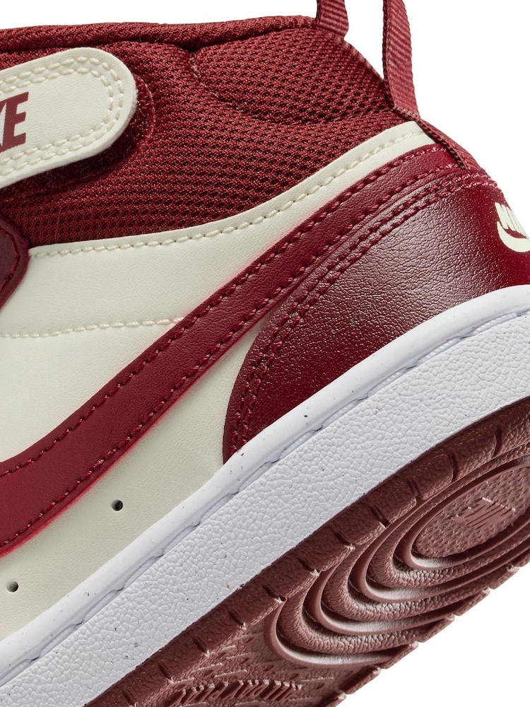 Nike Dark Team Red/White Junior Court Borough Mid Trainers - Image 10 of 10