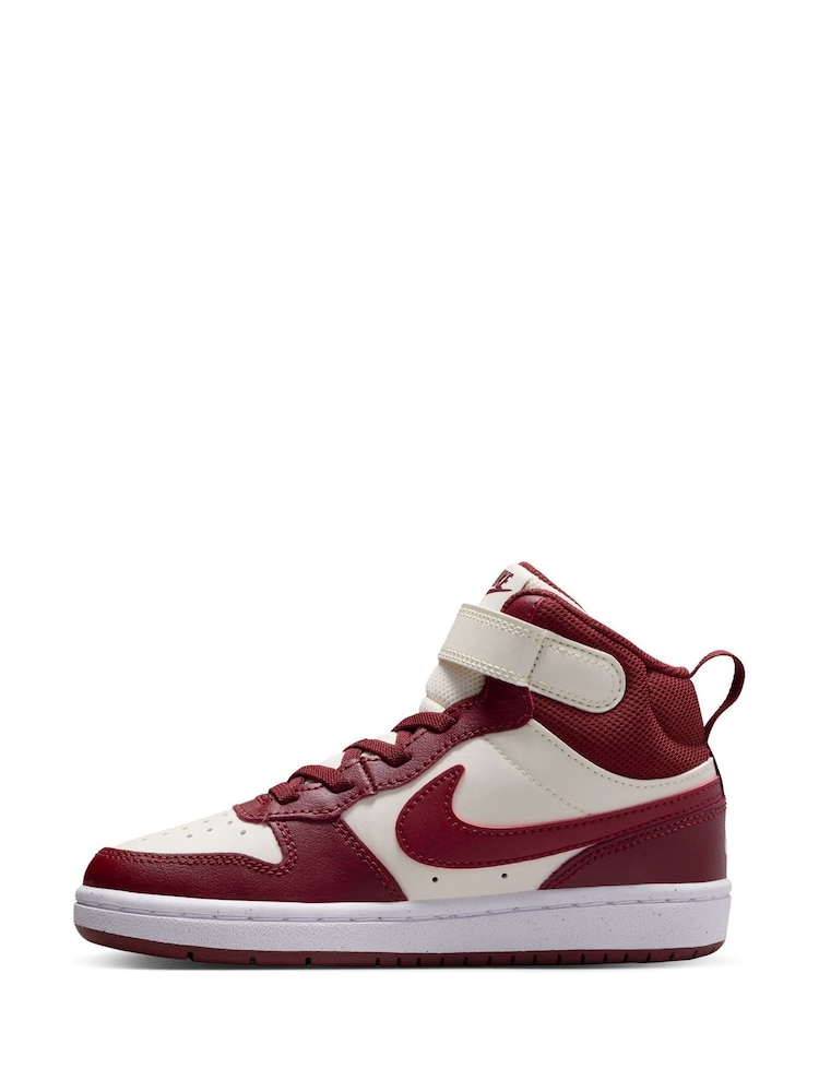 Nike Dark Team Red/White Junior Court Borough Mid Trainers - Image 2 of 10