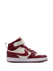 Nike Dark Team Red/White Junior Court Borough Mid Trainers - Image 3 of 10