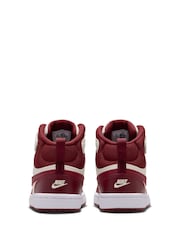 Nike Dark Team Red/White Junior Court Borough Mid Trainers - Image 7 of 10
