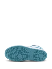 Nike White/Denim Turq Blue Junior Court Borough Mid Trainers - Image 6 of 8