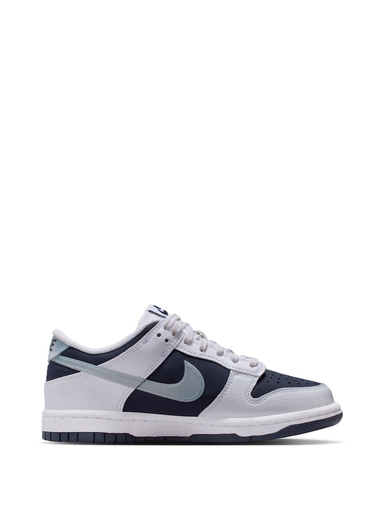 Nike White/Armory Blue Youth Dunk Low Trainers - Image 1 of 10 Nike White/Armory Blue Youth Dunk Low Trainers - Image 1 of 10