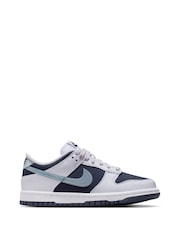Nike White/Armory Blue Youth Dunk Low Trainers - Image 3 of 10