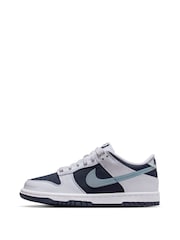 Nike White/Armory Blue Youth Dunk Low Trainers - Image 4 of 10