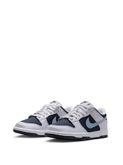 Nike White/Armory Blue Youth Dunk Low Trainers - Image 5 of 10