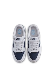 Nike White/Armory Blue Youth Dunk Low Trainers - Image 6 of 10