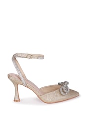 Dourado - Linzi Beatrice Double Bow Embellished Mid Height Court Heels - Imagem 2 de 4
