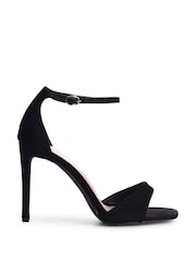 Linzi Black Elsa Faux Suede Barely There Heeled Sandals - Image 2 of 4