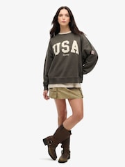 Superdry Grey Athletic Relaxed Crew 100% Cotton Sweatshirt - Image 2 of 6
