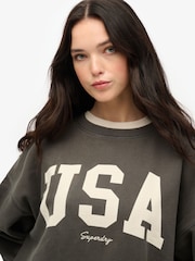 Superdry Grey Athletic Relaxed Crew 100% Cotton Sweatshirt - Image 3 of 6