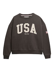 Superdry Grey Athletic Relaxed Crew 100% Cotton Sweatshirt - Image 5 of 6