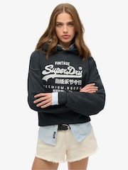 Superdry Blue VL Metallic Relaxed 100% Cotton Hoodie - Image 1 of 6