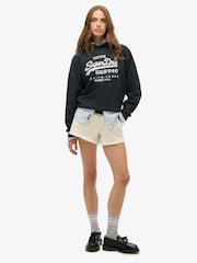 Superdry Blue VL Metallic Relaxed 100% Cotton Hoodie - Image 3 of 6