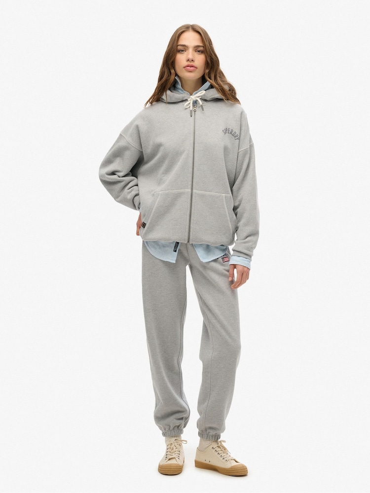 Superdry Grey Oversized Athletic Essential Zip Hood Backprint Hoodie - Image 2 of 5