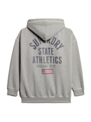 Superdry Grey Oversized Athletic Essential Zip Hood Backprint Hoodie - Image 5 of 5