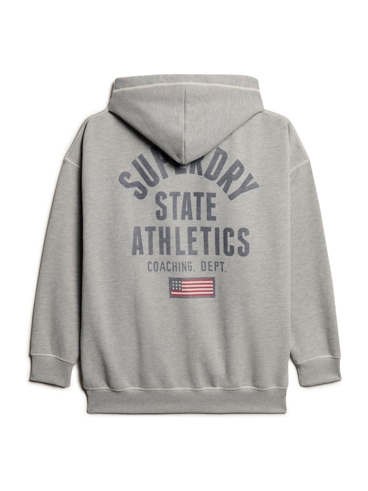Superdry Grey Oversized Athletic Essential Zip Hood Backprint Hoodie - Image 5 of 5