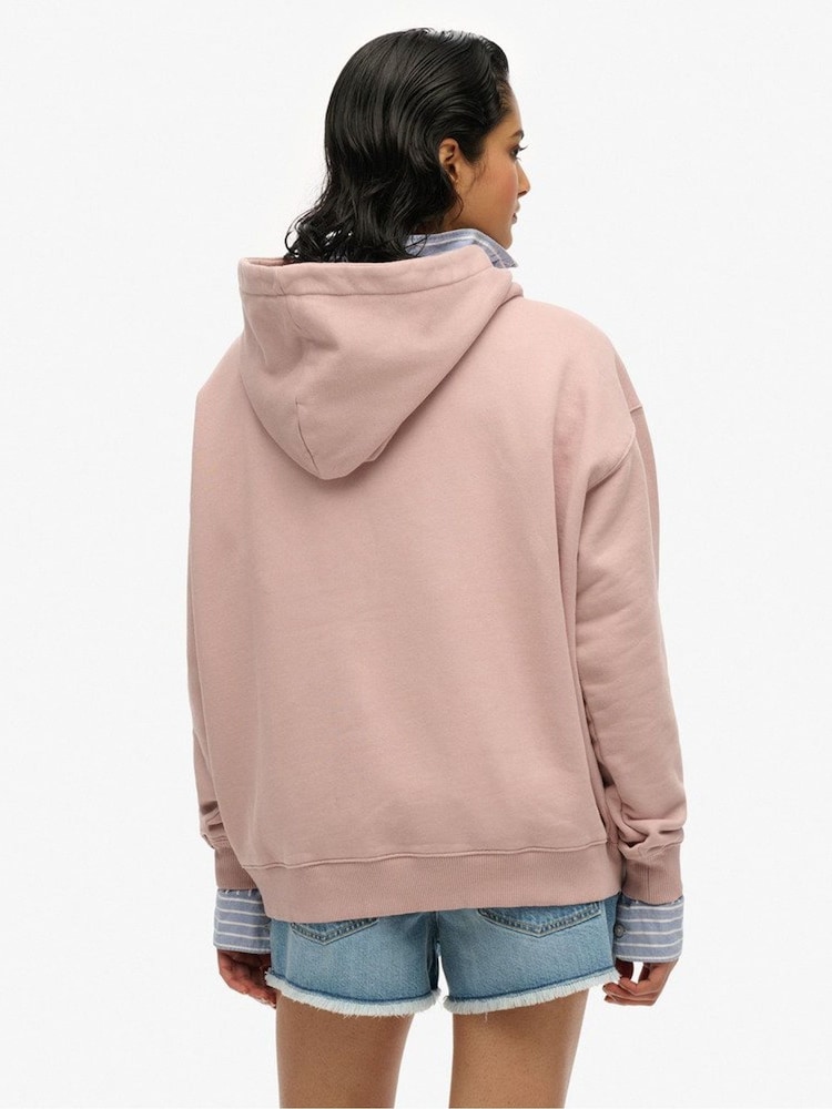 Superdry Brown Venue Metallic Relaxed 100% Cotton Hoodie - Image 2 of 5